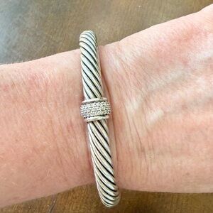 David Yurman ~ Sterling with pave accent diamonds Size Medium